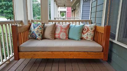  porch bed, hanging bed, swing bed, bed for porch, atlanta porch bed