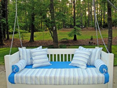  porch bed, hanging bed, swing bed, bed for porch, atlanta porch bed