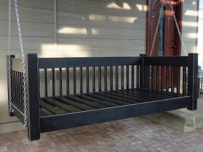  porch bed, hanging bed, swing bed, bed for porch, atlanta porch bed