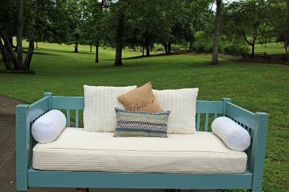  porch bed, hanging bed, swing bed, bed for porch, atlanta porch bed