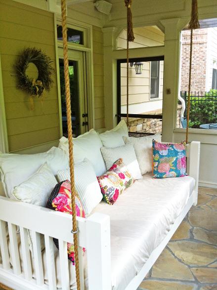  porch bed, hanging bed, swing bed, bed for porch, atlanta porch bed