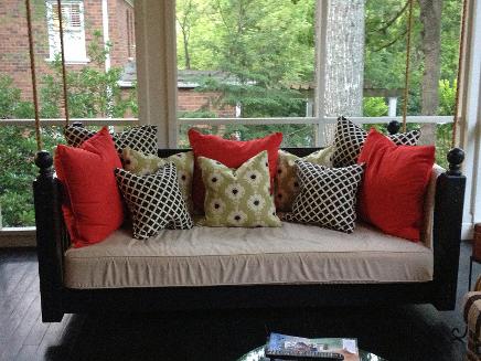  porch bed, hanging bed, swing bed, bed for porch, atlanta porch bed