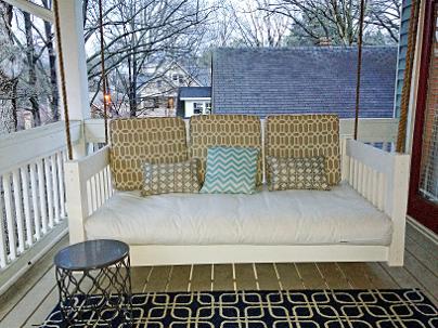  porch bed, hanging bed, swing bed, bed for porch, atlanta porch bed